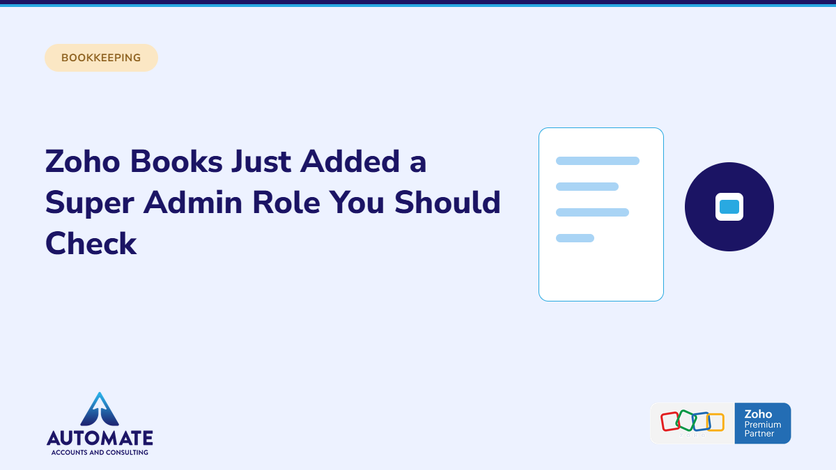Checking the new Super Admin role in a Zoho Books account