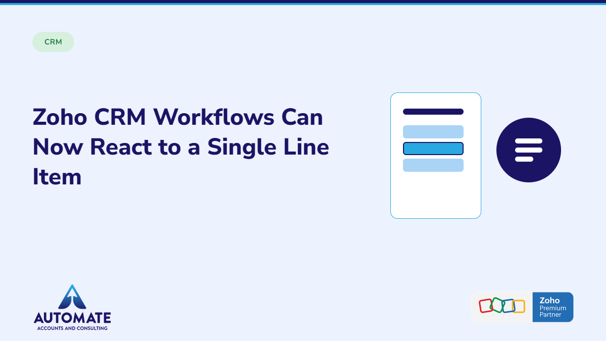 A Zoho CRM workflow rule triggered by a single subform row change